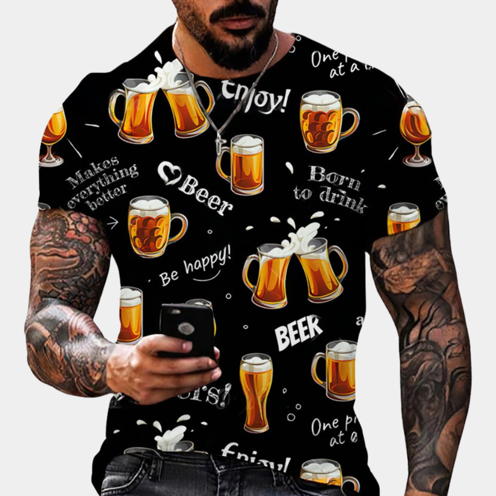 Nikos - Lässiges Oktoberfest-Grafik-T-Shirt für Herren