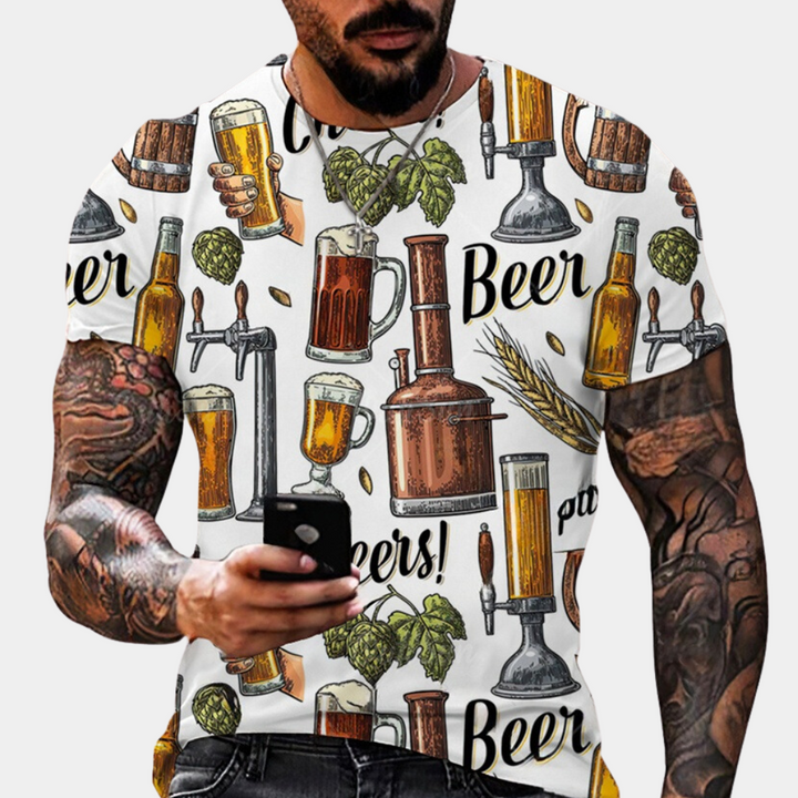 Nikos - Lässiges Oktoberfest-Grafik-T-Shirt für Herren