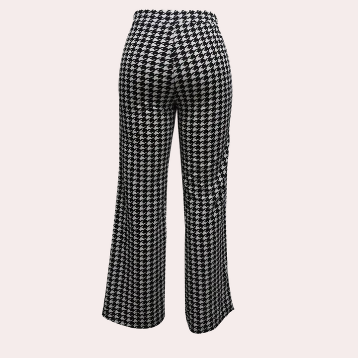 Zahara - Stylische Houndstooth-Hose mit weitem Bein für Damen