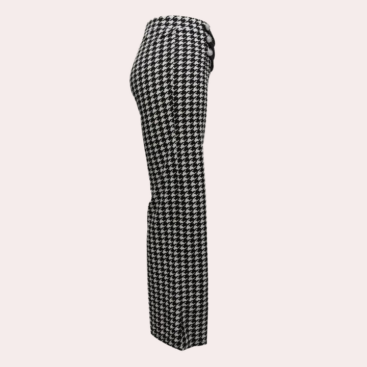 Zahara - Stylische Houndstooth-Hose mit weitem Bein für Damen