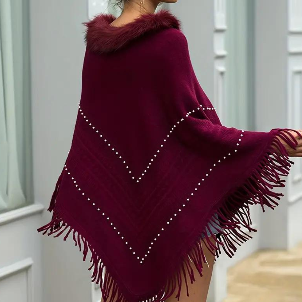 Eftychia - Luxe Fransen-Poncho für Damen