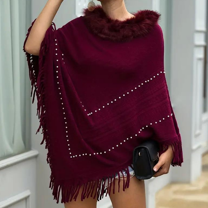 Eftychia - Luxe Fransen-Poncho für Damen