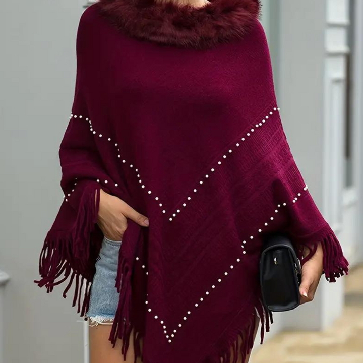 Eftychia - Luxe Fransen-Poncho für Damen