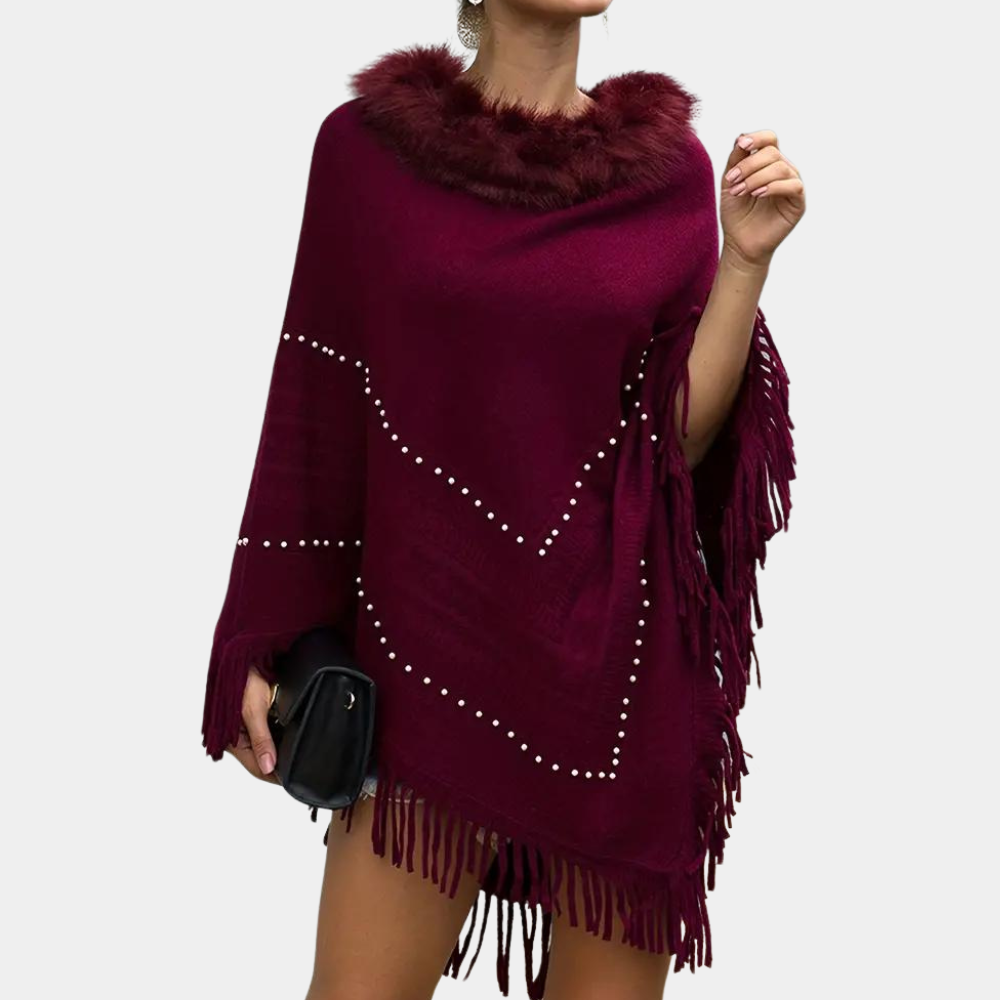 Eftychia - Luxe Fransen-Poncho für Damen