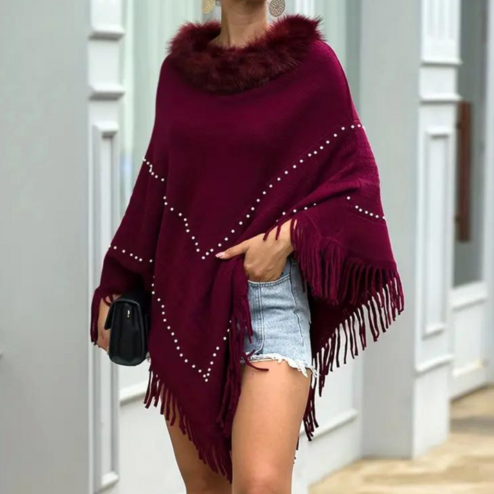 Eftychia - Luxe Fransen-Poncho für Damen