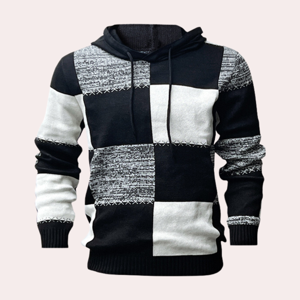 Greco - Herren Kapuzenpullover mit markantem Patchwork-Muster