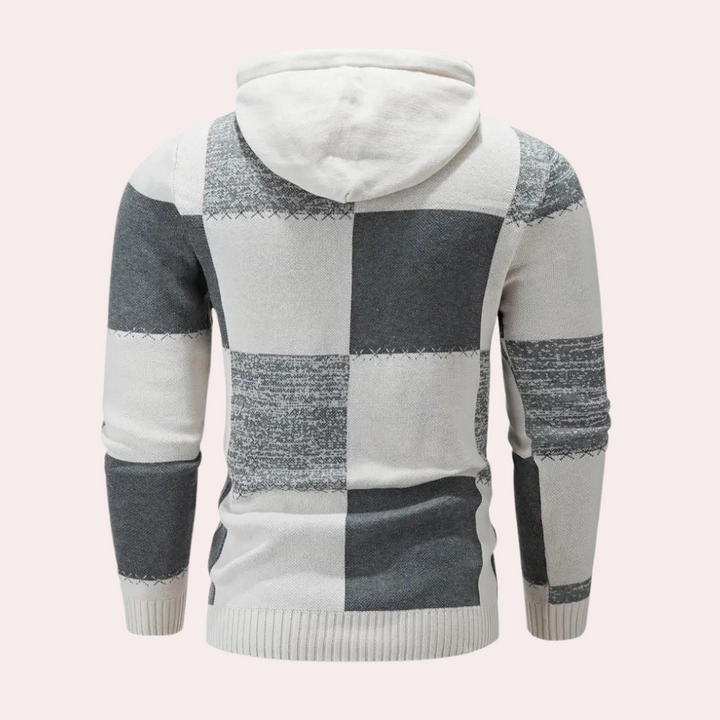 Greco - Herren Kapuzenpullover mit markantem Patchwork-Muster