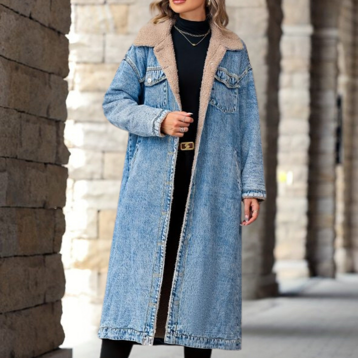 Gretchen - Warmer Denim-Mantel für Damen