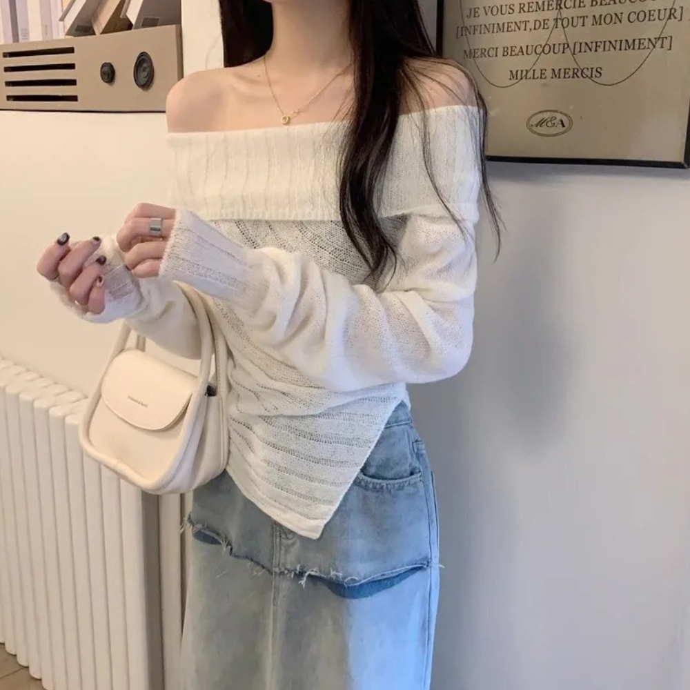 Rosalina - Modischer Off-Shoulder-Strickpullover für Damen