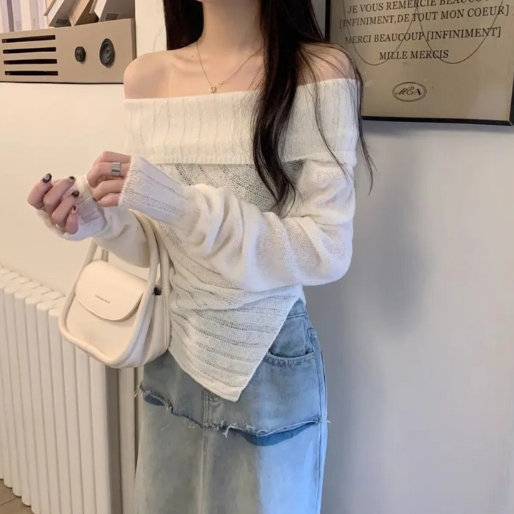 Rosalina - Modischer Off-Shoulder-Strickpullover für Damen