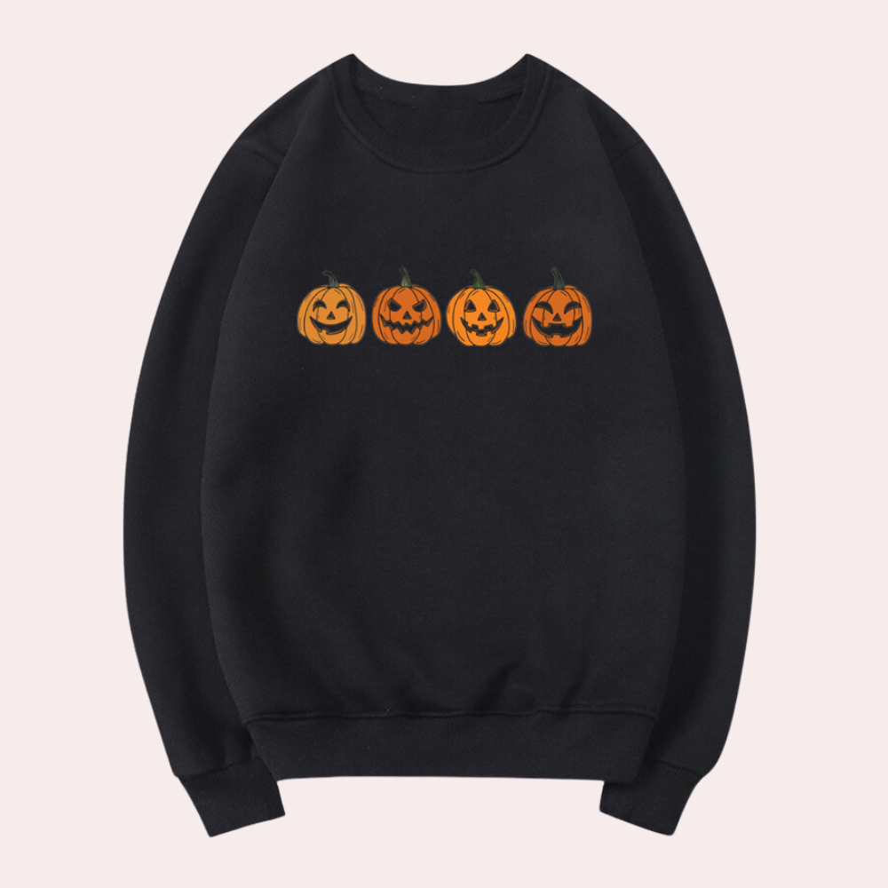 Afra – Minimalistischer Kürbis-Print Damen-Halloween-Pullover