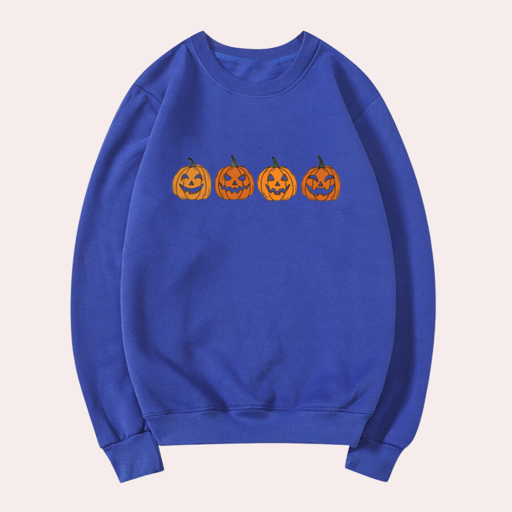 Afra – Minimalistischer Kürbis-Print Damen-Halloween-Pullover