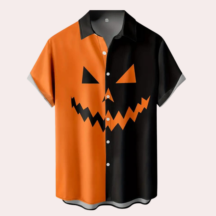 Anitra - Herren Halloween Shirt mit Kürbisgesicht Grafik