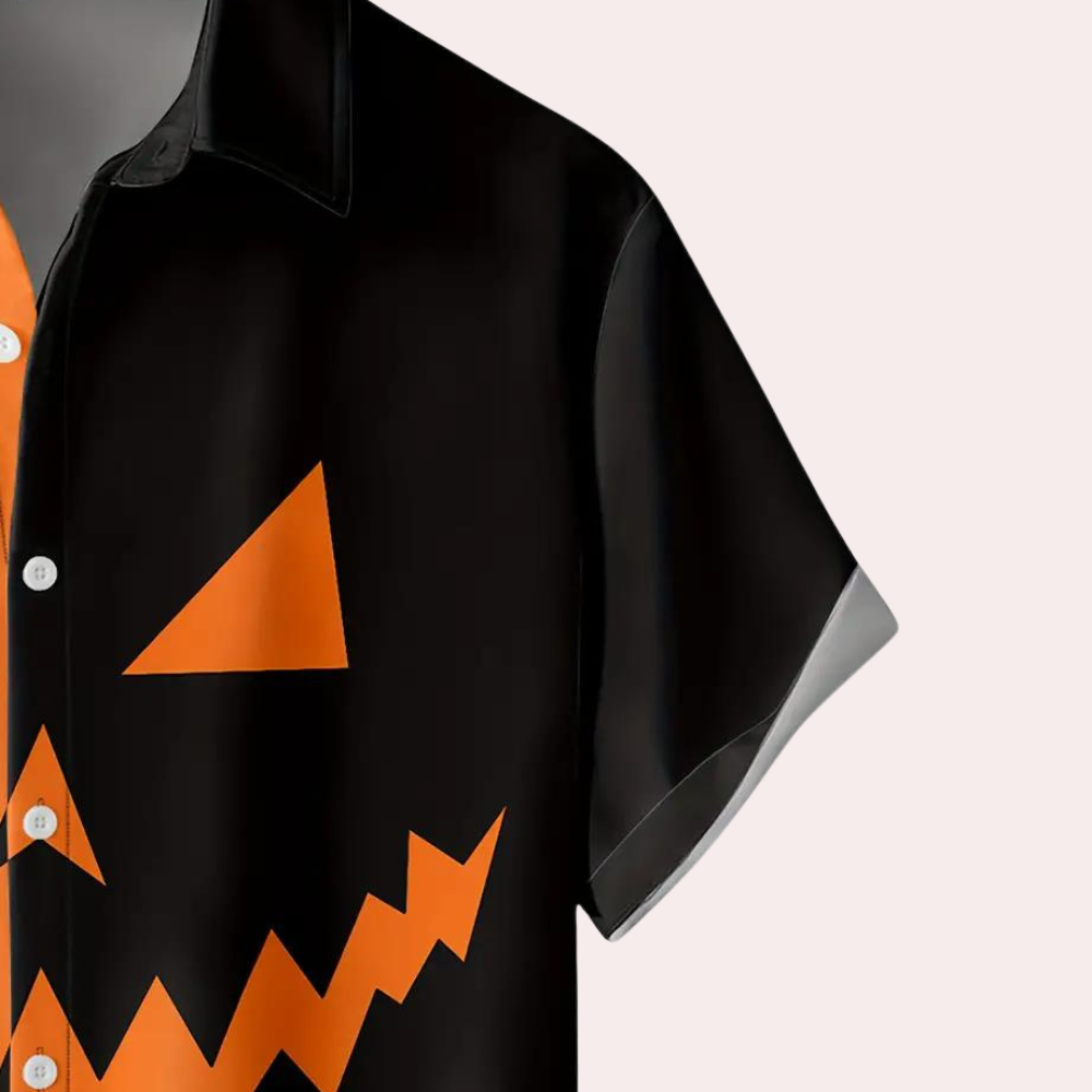 Anitra - Herren Halloween Shirt mit Kürbisgesicht Grafik