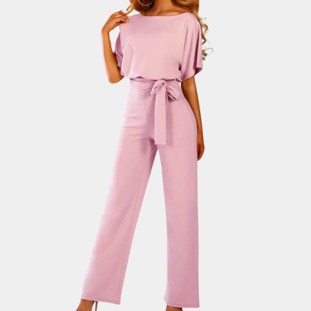 Rosa Jumpsuit mit kurzen Ärmeln und langer Hose für Damen