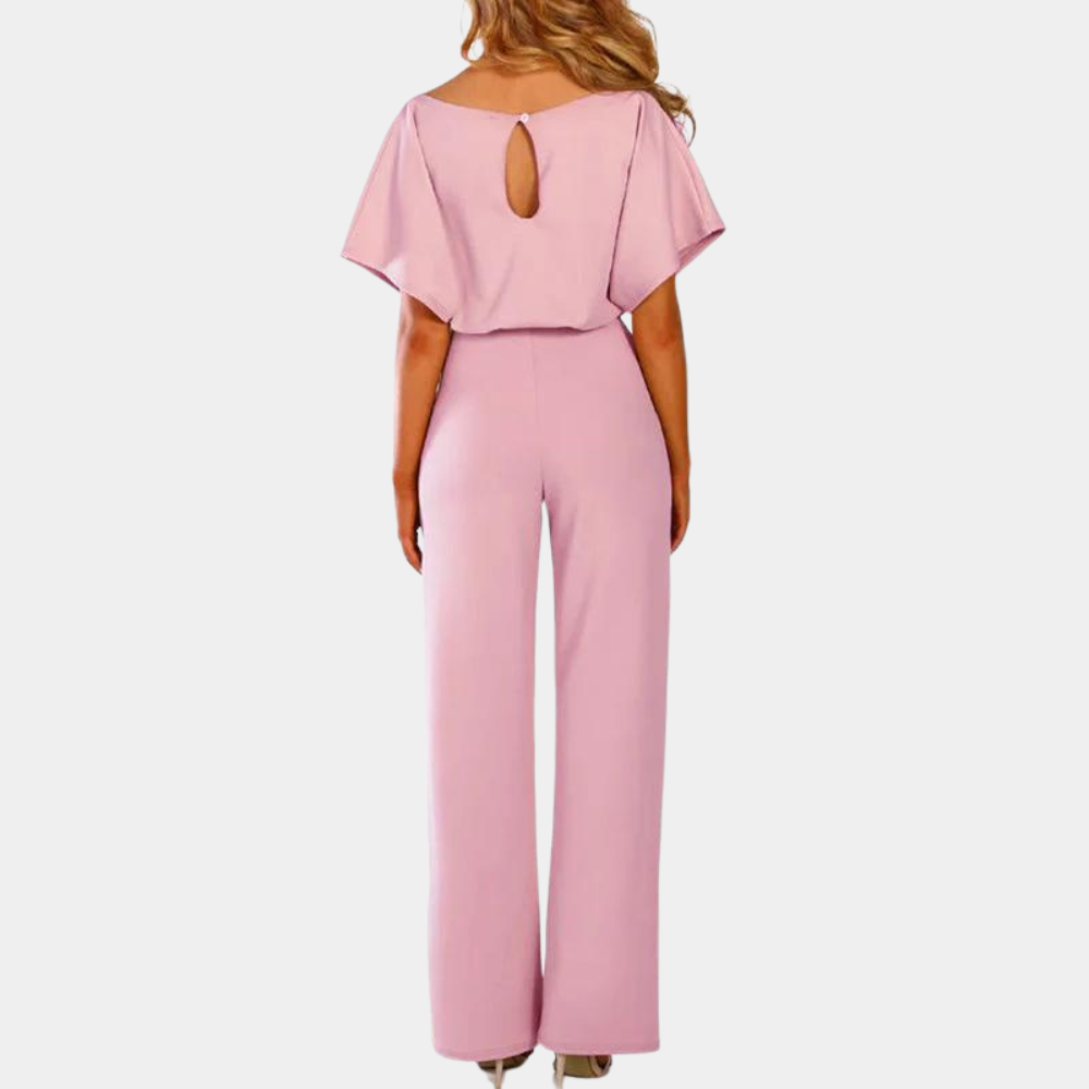 Rosa Jumpsuit mit kurzen Ärmeln und langer Hose für Damen